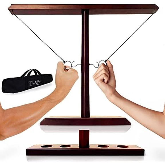 Games - Battle Hooks XL Hook and Ring Game with Ladder - 20 Second Set Up - Hook and Ring Toss Game for Adults - Wooden Ring Hook Tossing Game - Tabletop Ring Hook Game$$Sport & Recreation Other