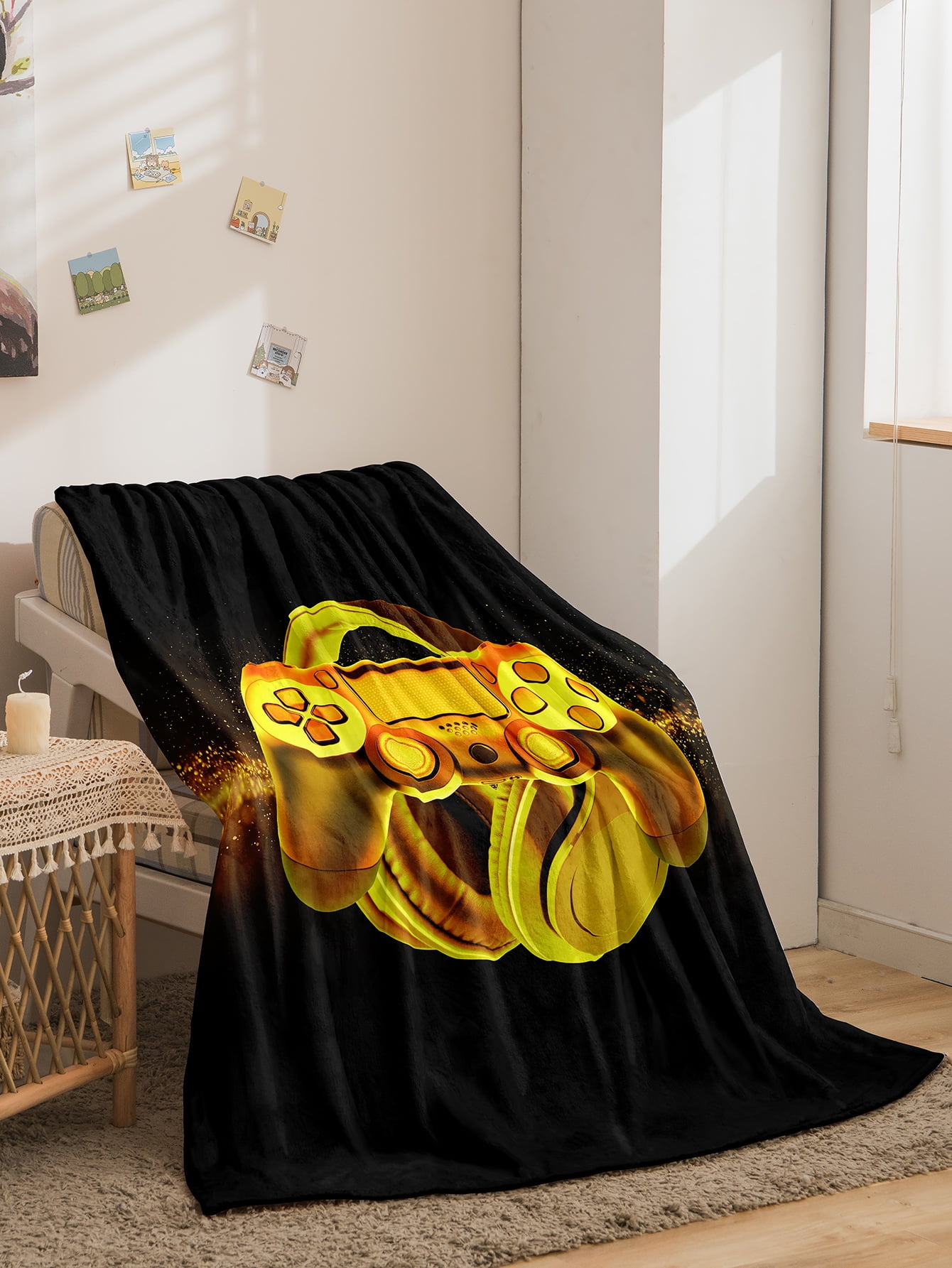 Games Blanket Throw for Boys Gamer Gamepad Sherpa Blanket for Kids