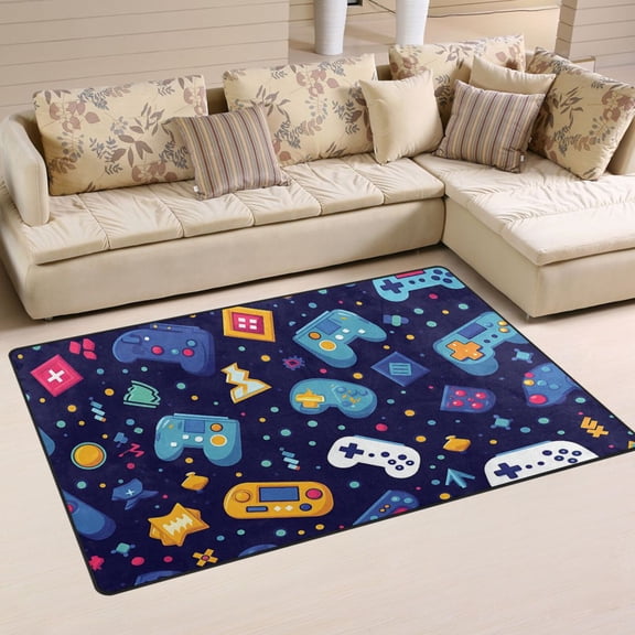 Games Consoles Blue Area Rug Washable Floor Carpet Mat 60 x 39 inch for Bedroom Living Room Kids Room Home Decor
