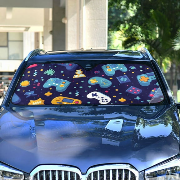 Games Consoles Blue Automotive Front Car Windshield Sun Shade Reflector Foldable for Front Fit for Cars Truck SUVs