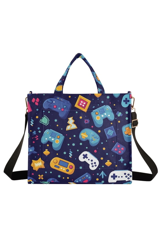 Games Consoles Blue Corduroy Tote Bag Handbag Large Messenger Bag Shoulder Crossbody Zipper Bag Purse