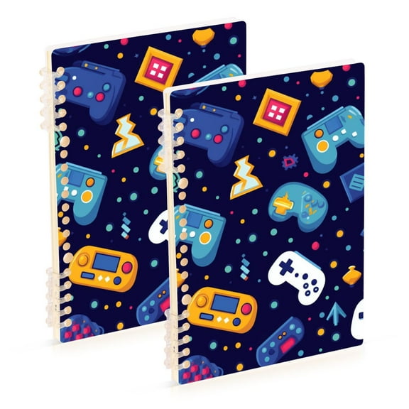 Games Consoles Blue Ring Binder Notebook Journey Note Diary College Ruled Spiral Notebook Study Loose Leaf Paper A5 60 Pages