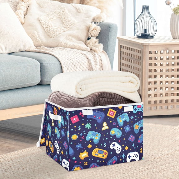 Games Consoles Blue Storage Basket Foldable Laundry Basket Shelf Kids Toy Storage Container Organizer with Handles