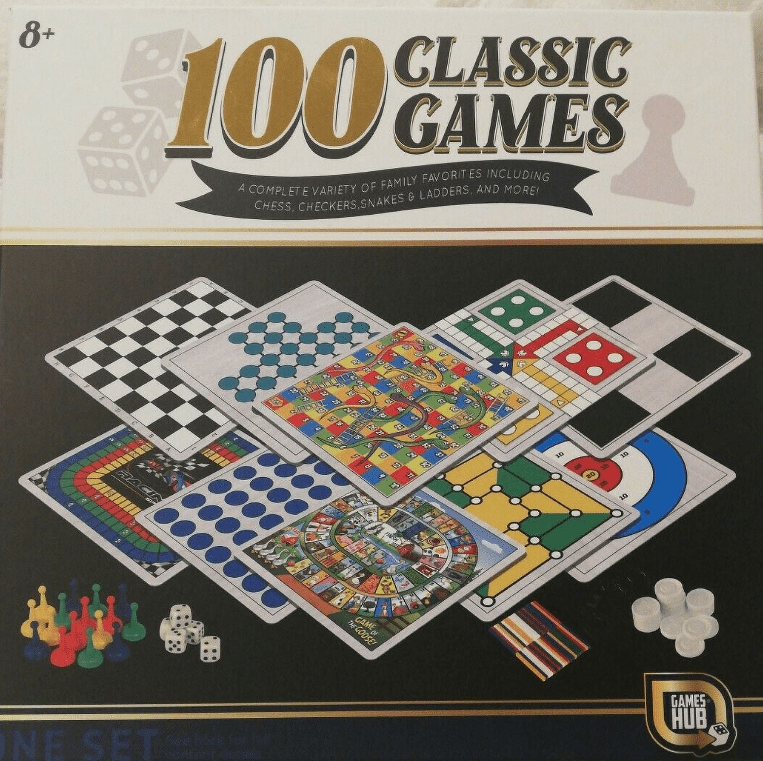 Games Hub Board Game 100 Classic Games. Chess, Checkers, Snakes, ladders  and more...