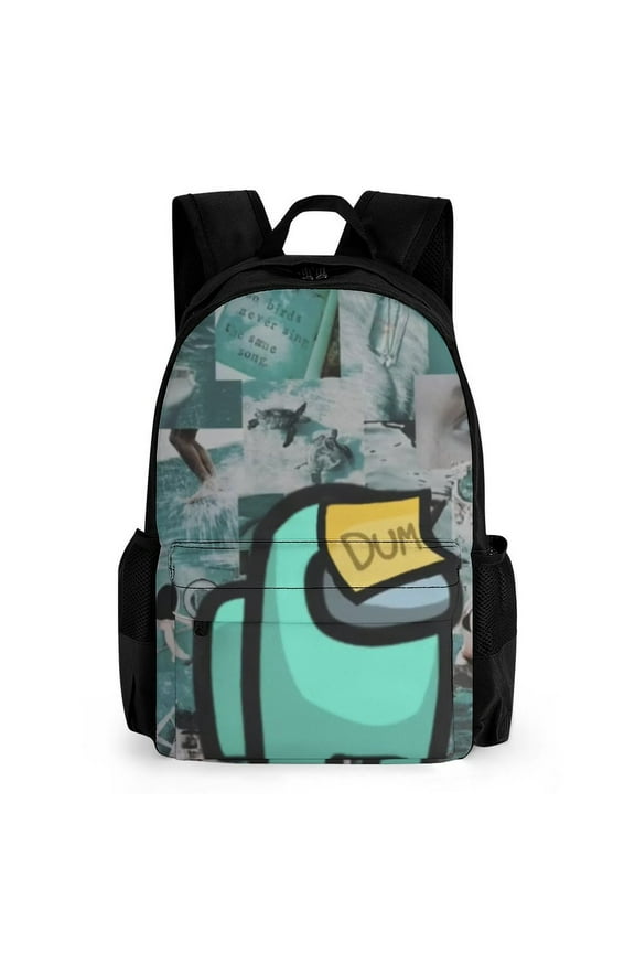 Games Impostor Among Us Dum Laptop Backpacks with Pocket, Casual Lightweight Bookbag, Classic Shoulders Roomy Bag for Hiking Traveling Camping Business Errands