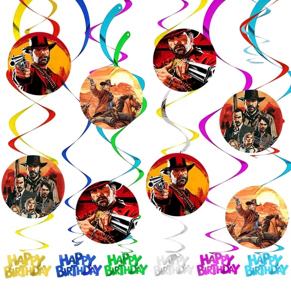 Games Red Dead Party Decorations Redemption Hanging Swirl Sign Whirls Birthday Streamer Ceiling Decor Supplies 14 pcs