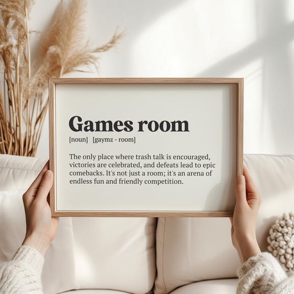 Games Room Definition Print Fun And Playful Wall Art For Game Lovers, Perfect Decor For Gaming Spaces, Family Rooms, Or Man Caves Poster , Poster Print Only
