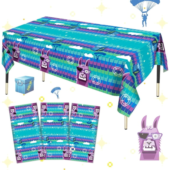 Games Theme Party Tablecloth 3 PCS, Plastic Disposable Video Games Table Cover for Game Fans Birthday Party Decorations Supplies, 86.6 x 51.2in