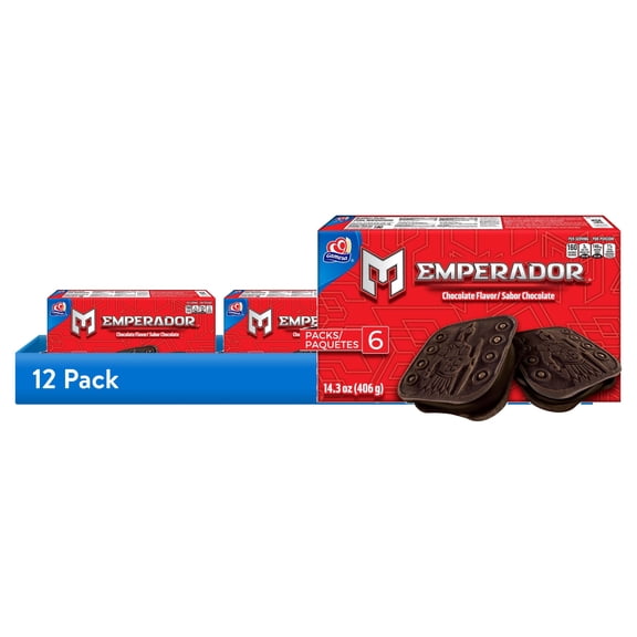 (12 pack) Gamesa Emperador Chocolate Sandwich Cookies, 6 Packs, 14.34 oz Box