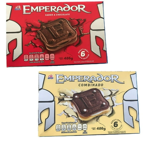 Gamesa Emperador Combinado Chocolate & Vanilla Sandwich Cookies Bundle with Emperador Chocolate Cookies, 2 Boxes of 17.35 oz (34.7 oz)