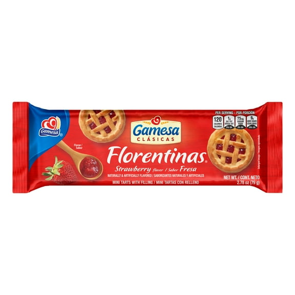 Gamesa Florentinas Strawberry Naturally and Artificial Flavored Fresa Cookies, 2.78 oz Bag