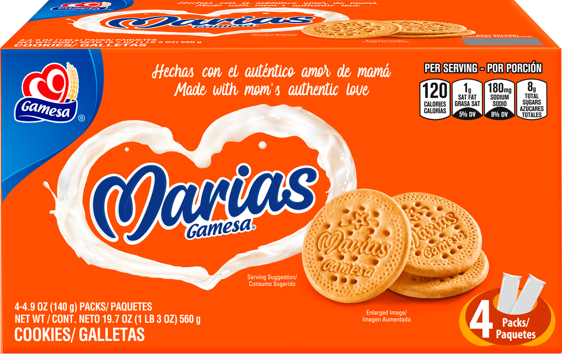 Gamesa Cookies, Marias, 4 Pack - 4 pack, 4.9 oz packs