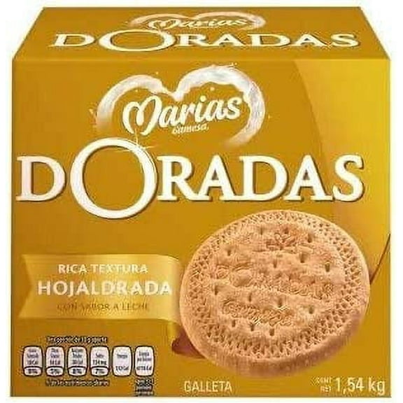 Gamesa Marias Doradas. Delicious Mexican Traditional Cracker Cookies. One Box with 8 packages. 1.54 kg Great for Lunch, Snack or Camping. Ideal with Milk, Coffee, Nutella or Jam.