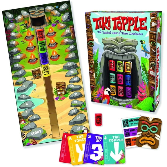 Gamewright Tiki Topple Board Game, Colorful Carvings, Fast-Paced Strategy