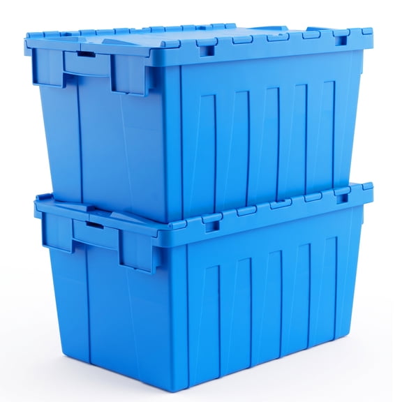 Gamexcel 16 Gallon Logistics Box Storage Bins Sturdy Easy Carrying Turnover Box Industrial for Home Outdoor Camping Travel Garage, Blue,2 Pack