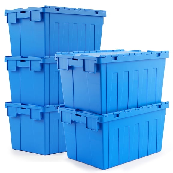 Gamexcel 16 Gallon Storage Bins with Lids, Stackable Plastic Storage Totes with Latches for Garage Camping and Moving, Blue, 5 Pack