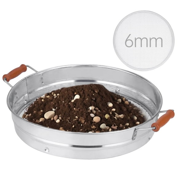 Gamexcel 18.5Inch Soil Sieve Sifter Set Stainless Steel,Garden Sieve Set with 6mm Interchangeable Mesh,Sifting Screen for Dirt, Sand, Rock, Filtration, Compost