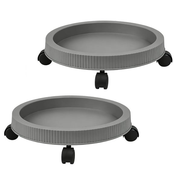 Gamexcel 2 Pack 13 Inch Heavy-duty Plant Caddy with Casters, Plastic Rolling Plant Stand Saucer Tray Coaster for Plant Pots, Gray