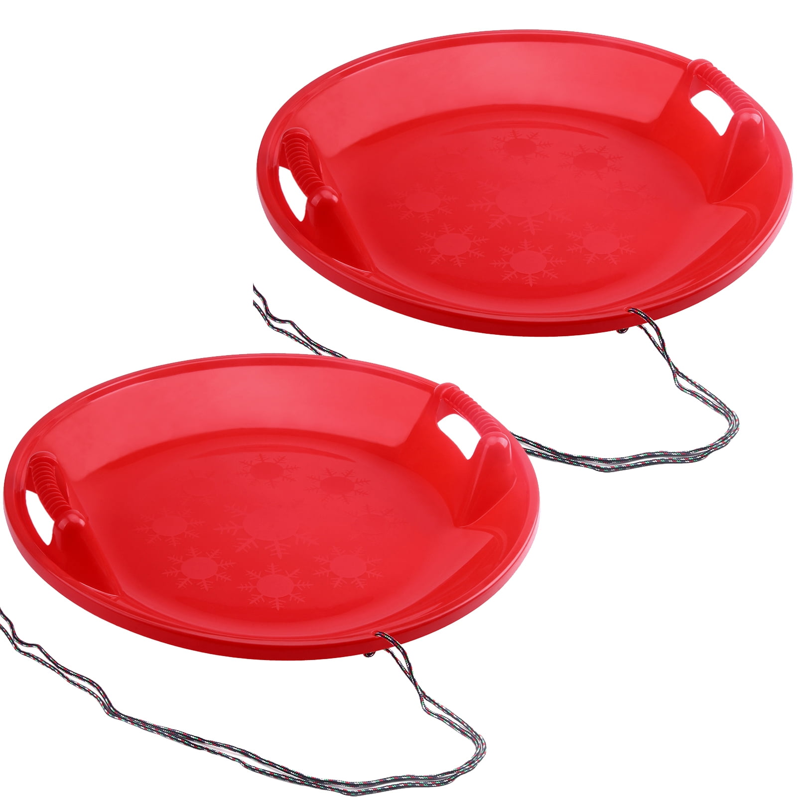 Gamexcel 2 Pack Round Flying Saucer Disc Racer Snow Sled Toboggan, for Ages 4 and Up, 25 Inch Diameter, Red