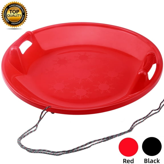 Gamexcel 25-Inch Round Downhill Sprinter Toboggan Snow Sled for Kids, Boys, Girls, and Adults, Featuring Built-in Handles and Pulling Rope - Red
