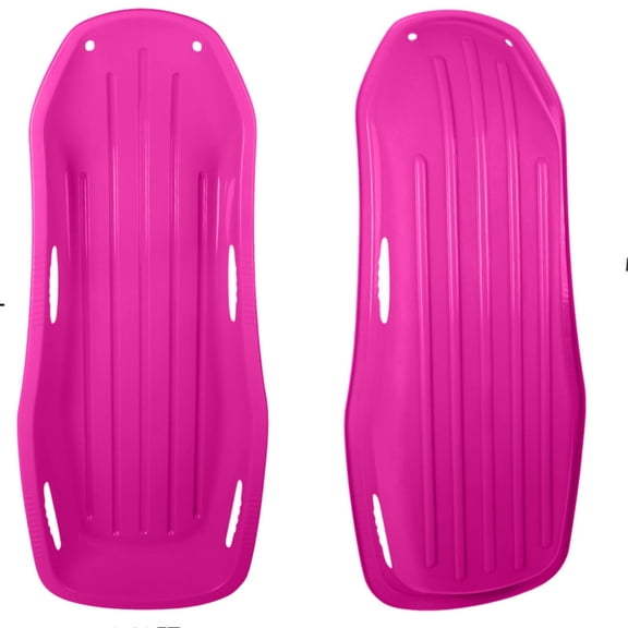Gamexcel 2Pack Snow Sled with Handles and Ropes, Slippery Plastic Downhill Durable Snow Sled For Kids and Adults, Outdoor Fun, 48''x18'' - Pink