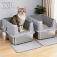 thumbnail image 1 of Gamexcel 38L Stainless Steel Cat Litter Box with Lid, Extra Large Enclosed Metal Litter Box for Big & Multi Cats, High Sides Leak-Proof Easy Clean, 2 Pack, 1 of 7