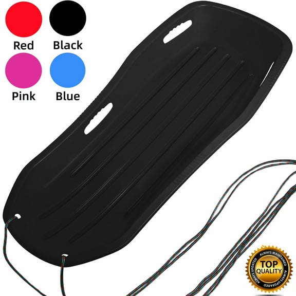 Gamexcel 48-Inch Durable Downhill Sprinter Toboggan Snow Sled for Kids, Boys, Girls, and Adults, Featuring Built-in Handles and Pulling Rope - Black