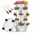 thumbnail image 1 of Gamexcel 5 Tier Stackable Vertical Garden Planter Tower with Wheels, Indoor Outdoor Strawberry Herb and Vegetable Planter, 1 of 7