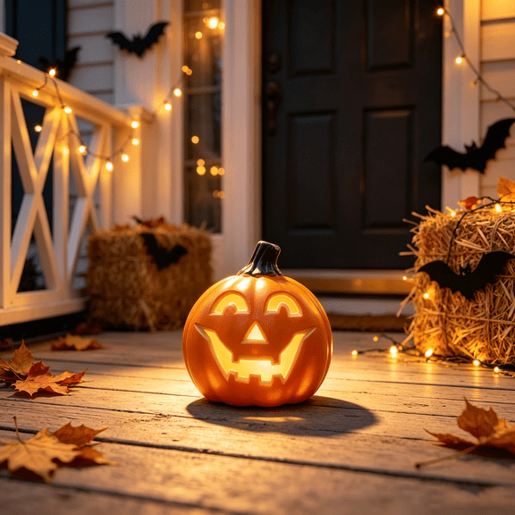 Gamexcel 6-Inch Battery-Operated Jack O Lantern, Lighted Halloween Pumpkin Tabletop Decor, Orange