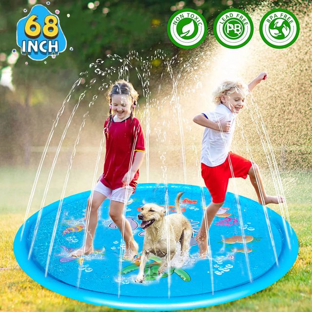 Gamexcel 68" Splash Pad Water Fun Mats Games Sprinkler for Children Garden Summer Party
