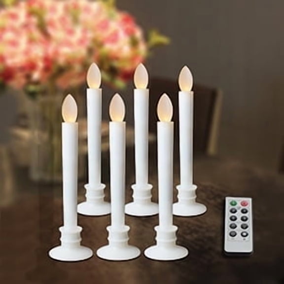 Gamexcel 6Pcs LED Flameless Taper Pillar Candles with Timer and Remote for Christmas Decor