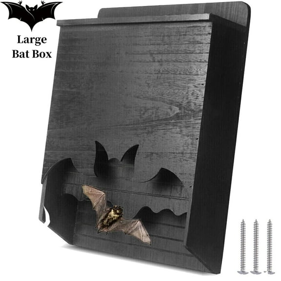 Gamexcel Bat House Double Chamber Handcrafted Wooden Box - Black, Large 17x13x4.3in for Outdoors