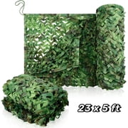 Gamexcel Camouflage Net Double Layered 210D Oxford Fabric, Reinforced, 23x5ft, Easy to Carry