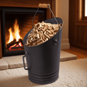 Gamexcel Compact Ash Pellet Bucket - 2.64 Gallon Metal Container - Heat-Resistant Steel Bin