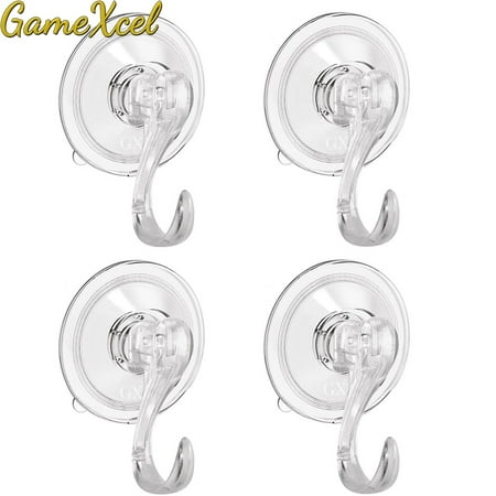 Gamexcel Durable Suction Cup Hook Wreath Hanger, Clear, 4 Count