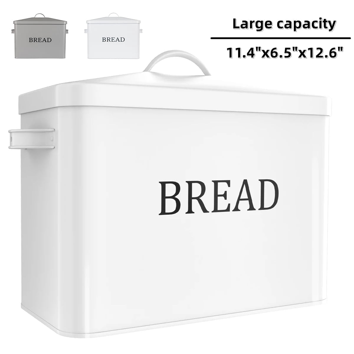 Extra Large Bread Box, High Capacity Steel Kitchen Bread Bin with Lid ...