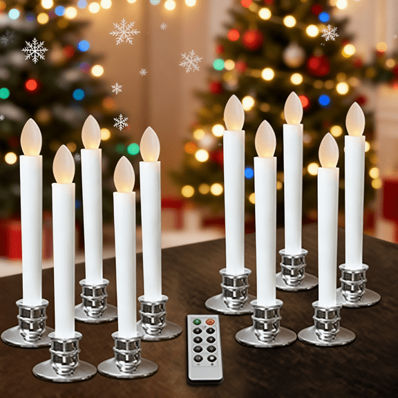 Gamexcel Flameless LED Candles, Warm White, with Remote Timer for Christmas Decor, 10 Count