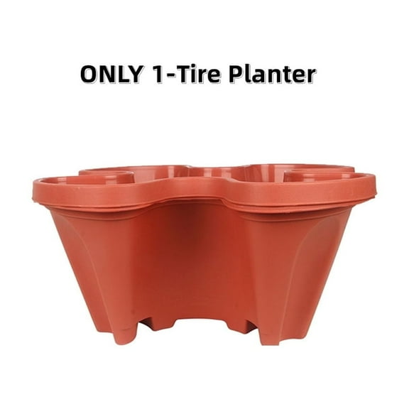 Gamexcel Four-Petal Red Plastic Plant Planter with Drainage Holes