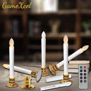Gamexcel LED Flameless Taper Candles, Warm White, Battery Operated, with Remote and Timer, 6 Count
