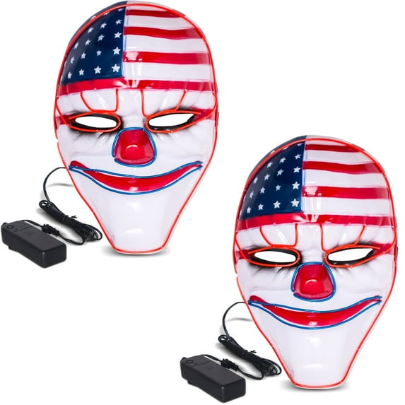 Gamexcel Masquerade Mask LED Halloween Parties Costume Masks, 2 Pcs
