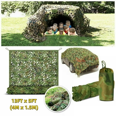 Gamexcel Military Camo Cargo Netting with Double Layered for Camping Shooting Vehicle Hidden, Oxford Fabric Dark Green, 14oz