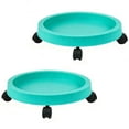 thumbnail image 1 of Gamexcel Rolling Plant Stand with Wheels, 2Pcs 13 Inch Heavy-duty Plant Caddies, Plastic Pot Mover Dolly with Saucer Coaster Tray, Teal, 1 of 6