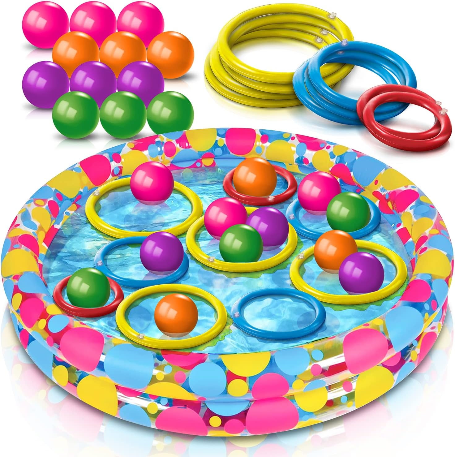Gamie Floating Ring Toss Game with Inflatable Pool – Outdoor Carnival ...