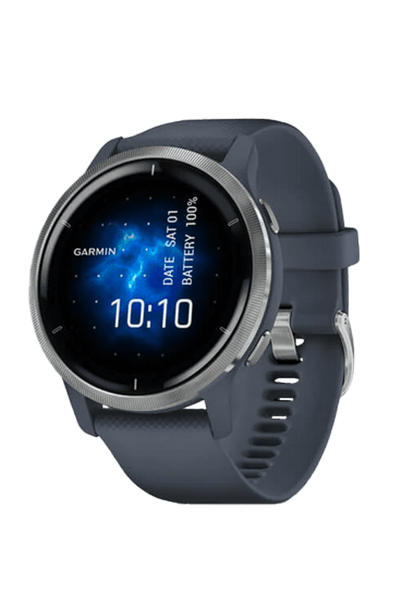 Gamin Venu 2, Silver Bezel with Granite Blue Case, GPS Smartwatch (Garmin Certified Refurbished)