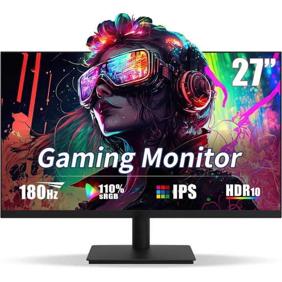 Gaming 27 inch 180hz (Supports 144hz/165hz) 1ms, 110% sRGB with HDR 10 | 1080p IPS Screen, DP , Built-in Speakers, Support Freesync and Wall Mount