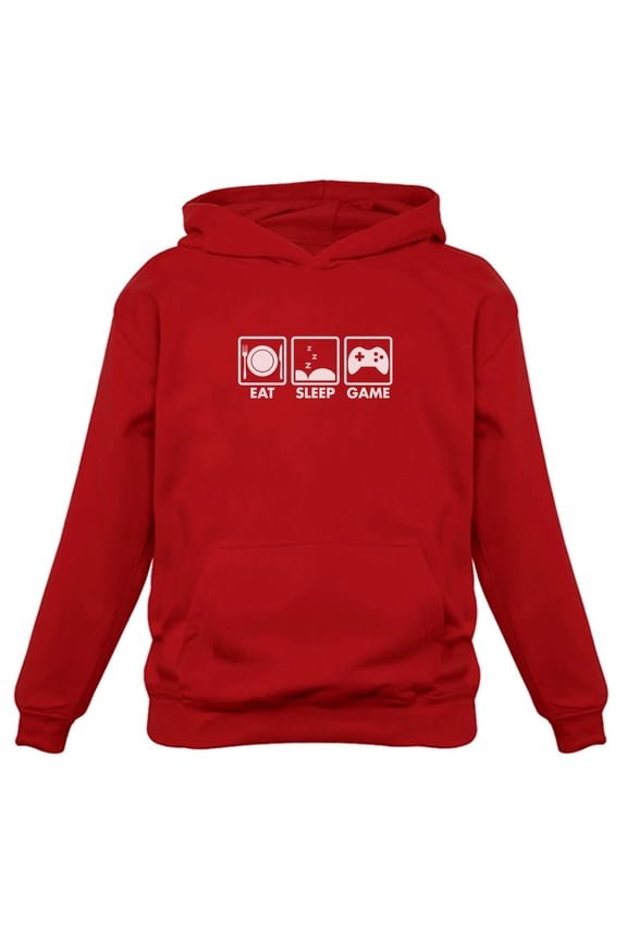 Gaming Apparel Gamer Hoodies Men Teen Boys Gifts Eat Sleep Repeat Hoodie Large Red
