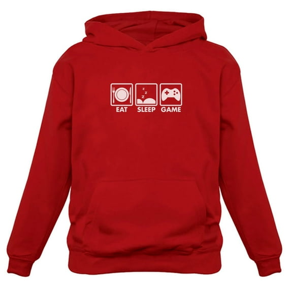 Gaming Apparel Gamer Hoodies Men Teen Boys Gifts Eat Sleep Repeat Hoodie Medium Red
