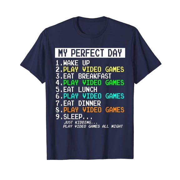 Gaming Apparel My Perfect Day Play Video Games Gamer Gifts for Teen Boys & Men Short Sleeve T-Shirt