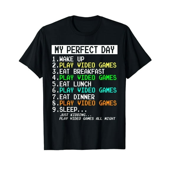 Gaming Apparel My Perfect Day Play Video Games Gamer Gifts for Teen Boys & Men Short Sleeve T-Shirt