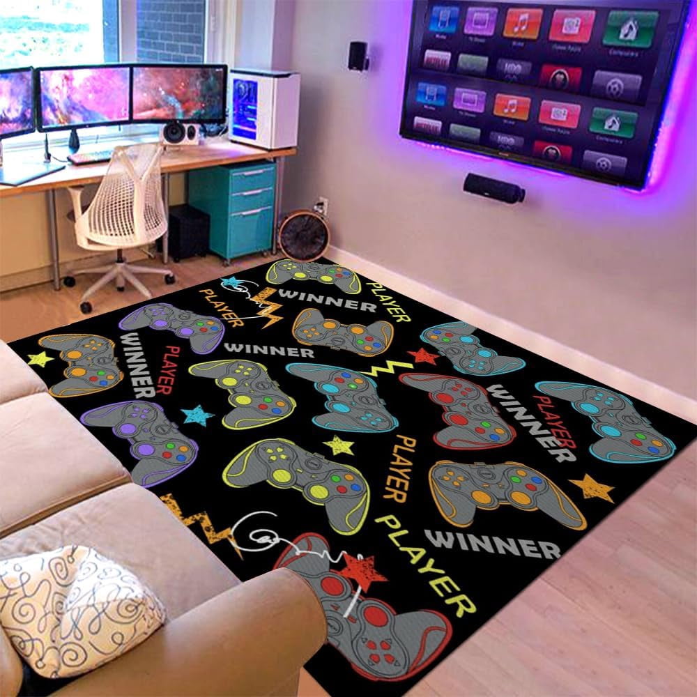 Gaming Rug Full View Gaming Area Rugs Gamer Player Rug for Boys Room Decor Teens 3D Video ...